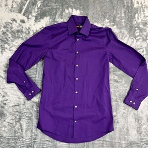 JF J. Ferrar Men's Deep Purple Dress Shirt XL 17-17.5 34/35